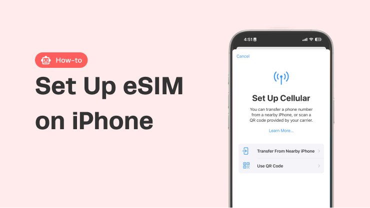 To set up eSIM on your iPhone, you can either transfer a phone number from a nearby iPhone or scan a QR code provided by your carrier