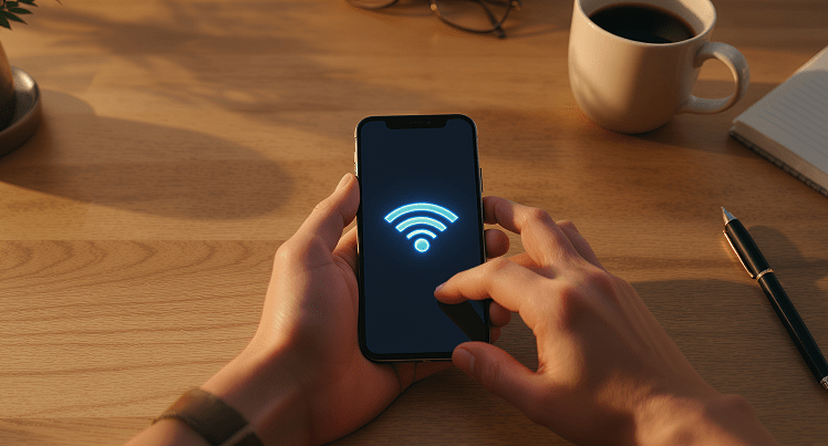 Device showing that it is connected to a reliable internet connection